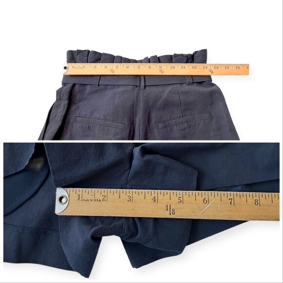 Ulla Johnson Abri Shorts Midnight Blue Paperbag Waist Belted Pleated Size 4 NWT - Picture 12 of 14